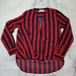 Urban Outfitters Red/Navy Stripe Surplice Blouse